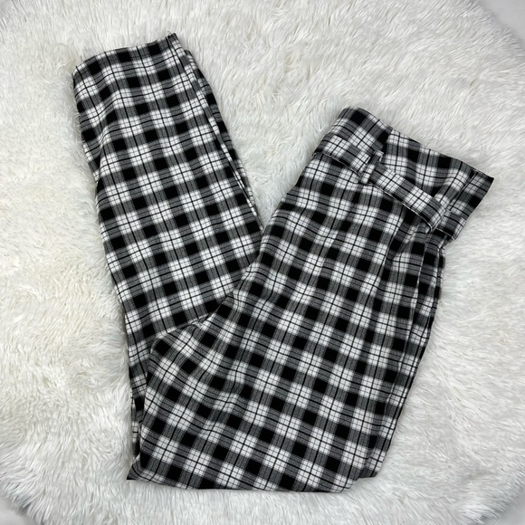 Bershka Pants - Bershka Plaid Belted Paper Bag Pants